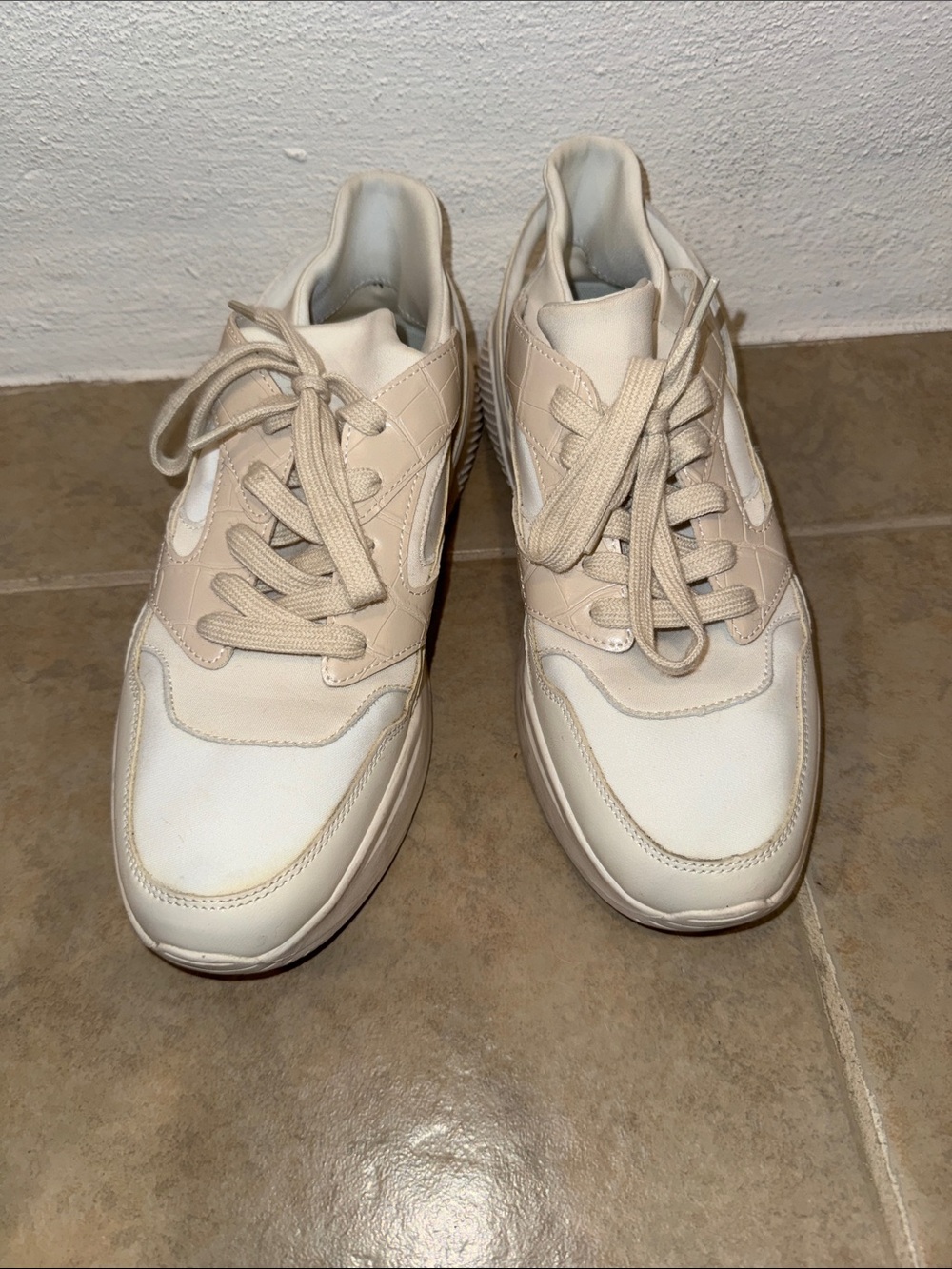 H&M Cream Lace-Up Sneakers